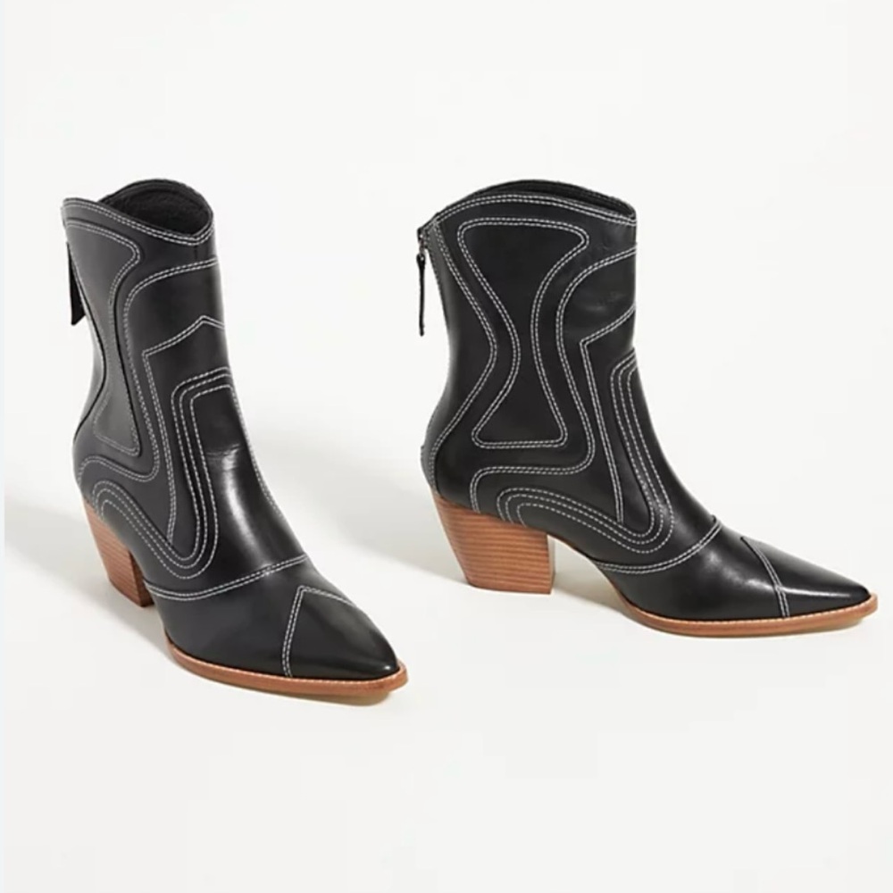 Matisse Aries Western Boot Black with White Stitching Sz 7.5 BRAND NEW